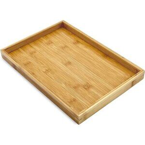Bamboo Serving Tray Rectangular Food Drink Decor Vanity Organizer Bathroom